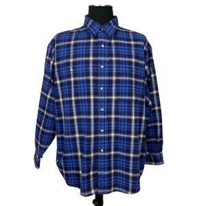 Eddie Bauer 100% Cotton Plaid Flannel Shirt - Mens XL